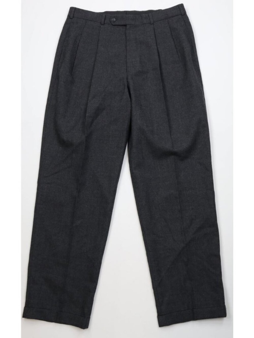 Vintage 90s Streetwear Mens 34x32 Wool Knit Pleated Cuffed Wide Leg Chino Pants